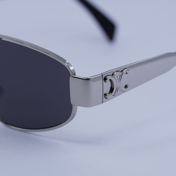 🕶️ New Celine CL40281U 16A Sunglasses - Shiny Palladium Frame, Smoke Lenses - Picture 8 of 11